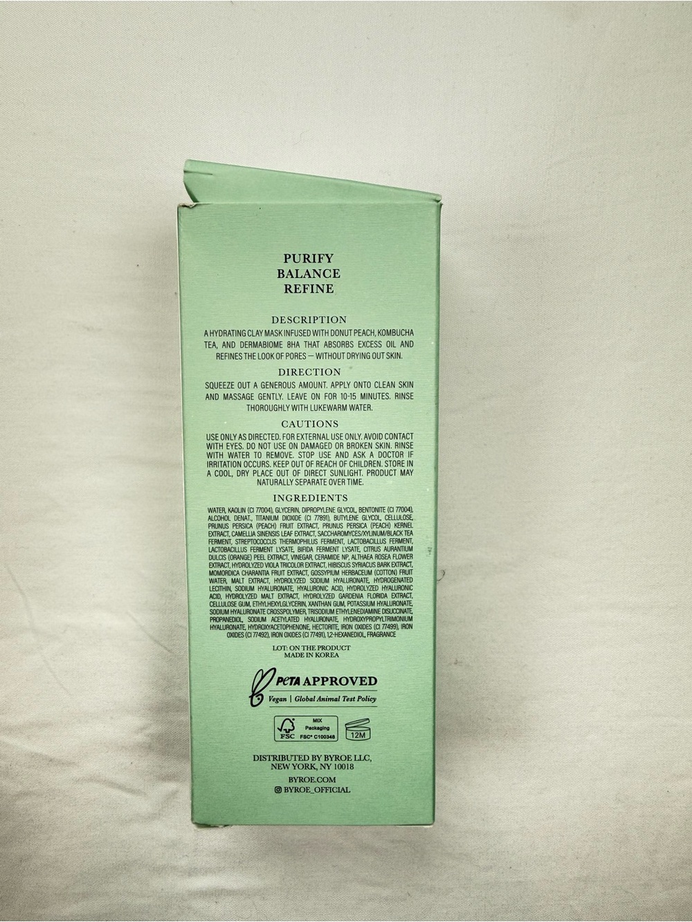 BYROE New York Peach Kombucha Tea Purifying Clay Mask — Peach - Picture 4 of 7